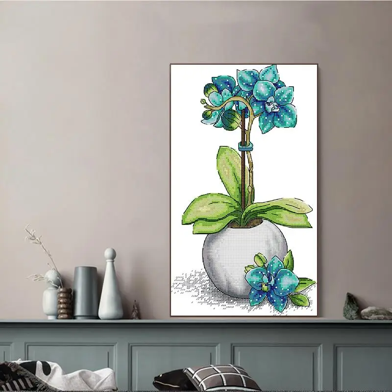 Orchidee Joy Sunday Modello floreale Kit punto croce Aida 14CT 16CT 11CT Contati tessuti di tela timbrati Ricamo fai da te Decorazioni per la casa