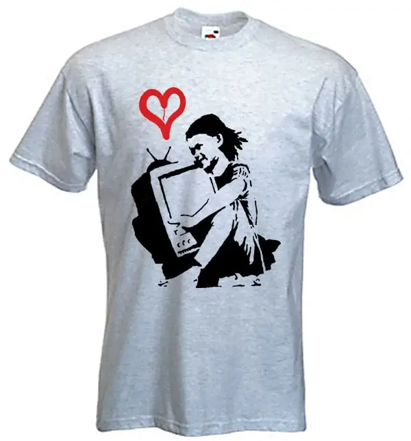 Banksy Telly Girl Mens T Shirt