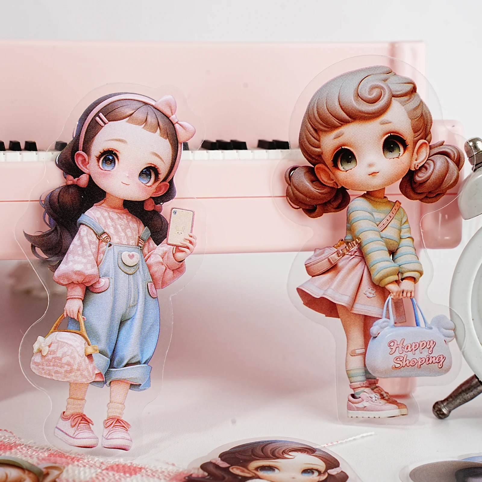 Etori Life 10 szt. Słodkie naklejki w stylu makaroników, dziewczyna w stylu ulicznym, naklejki do dekoracji dziennika, naklejki w wersji Q, naklejki na laptopa, telefon, walizkę, album fotograficzny, materiały do scrapbookingu, akcesoria do dekoracji biura, torby papierowe na prezenty dla dzieci, rękodzieło DIY, artykuły szkolne, naklejki-zabawki