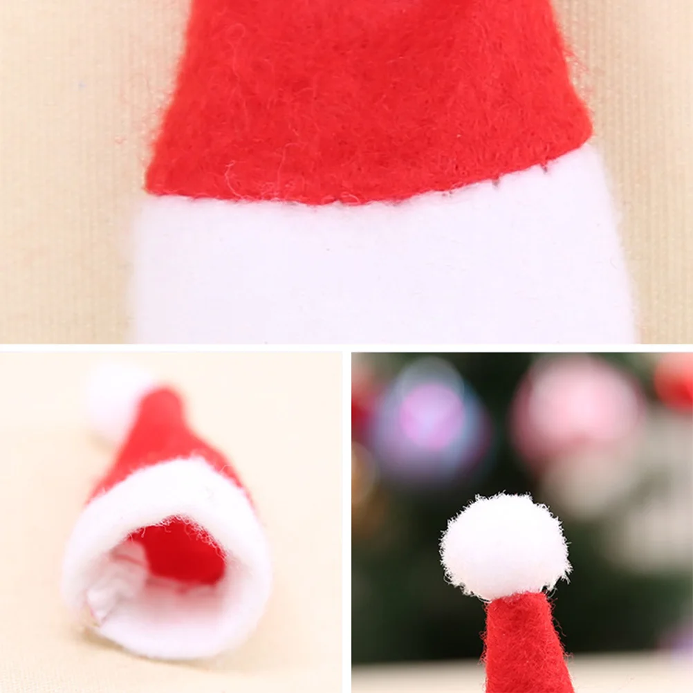 

50pcs Mini Christmas Hat Red White Diy Lollipop Decor Candy Package Festive Party Accessory For Ornament Craft