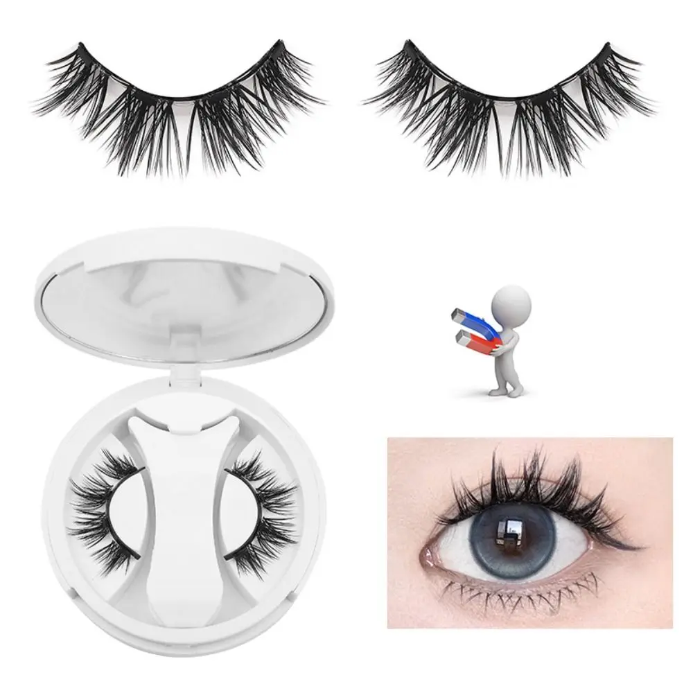Cat Eye magnetische falsche Wimpern Make-up langlebige magnetische Wimpern mit Clip flauschig mit Spiegel falsche Wimperncluster