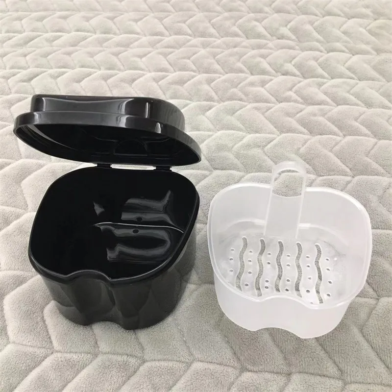 3PCS Denture Storage Box Case Denture Brush Set Dental Retainer False Teeth With Strainer Denture Cups Soaking Dentures Case