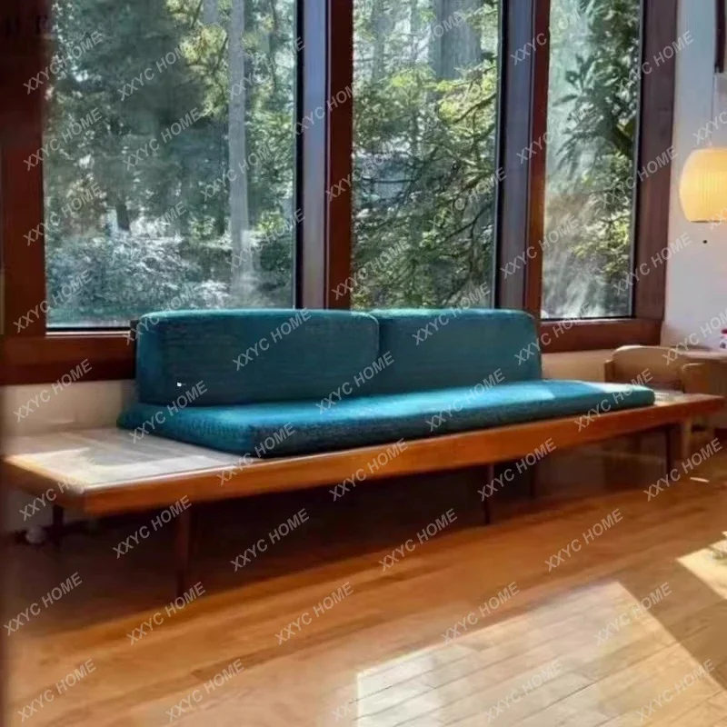 

Nordic Minimalist Style Solid Wood Side Table Seat Integrated Sofa Designer Homestay Club Model Room Flat Sofa