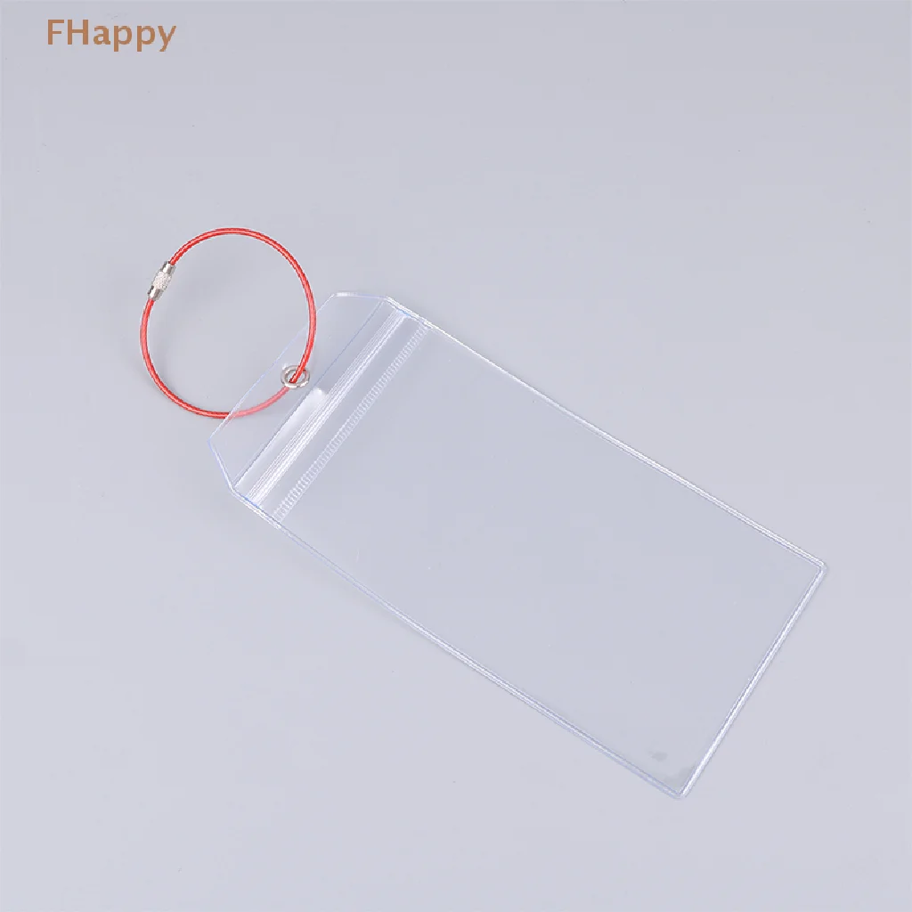 5Pcs Resealable Waterproof Clear Ship Ticket Card Sleeve Luggage Cruise Tag Holder Zip Seal Pouch Keyring Steel Wire Cable Loop