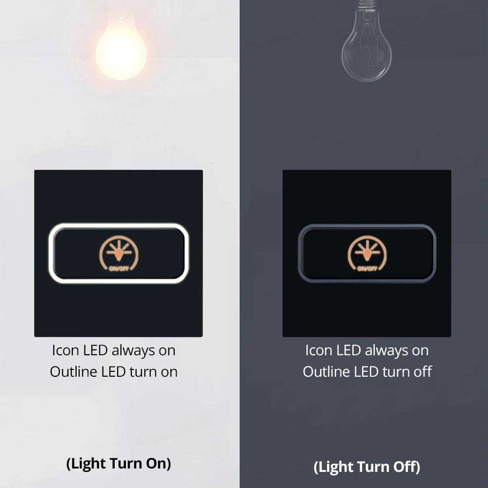 Wallpad 1 2 3 4 Gang 2 Way Gentle Click Wall Light Switch With LED Indicator DC12V Dry Contact 110-220V RS485 Module Only