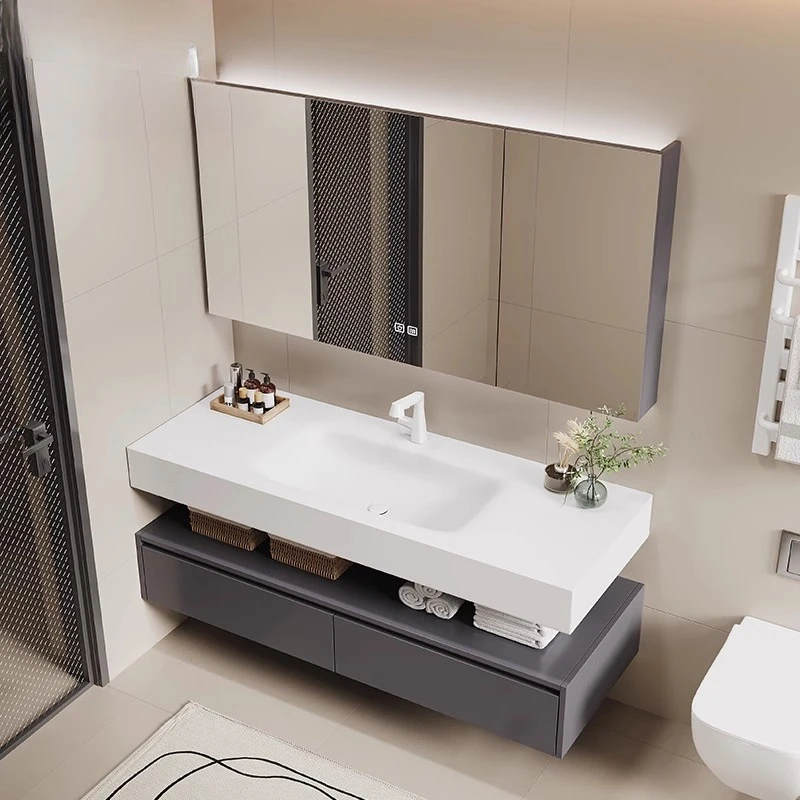 Integrated basin bathroom cabinet Combined bathroom Double faucet enlarged basin Wash table Bathroom cabinet