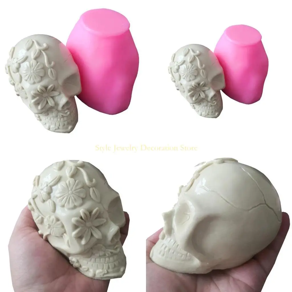 

D46E Small Flower Skull Silicone Mold for DIY Decoration Making Soap