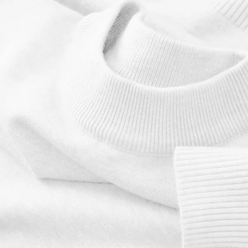 Neuer Herbstpullover für Herren mit halbhoher Kragenpartie, einfarbig, lässig, vielseitig, Rundhals-Strickpullover mit schmaler Passform und elastischem Innenfutter. – Detail 4