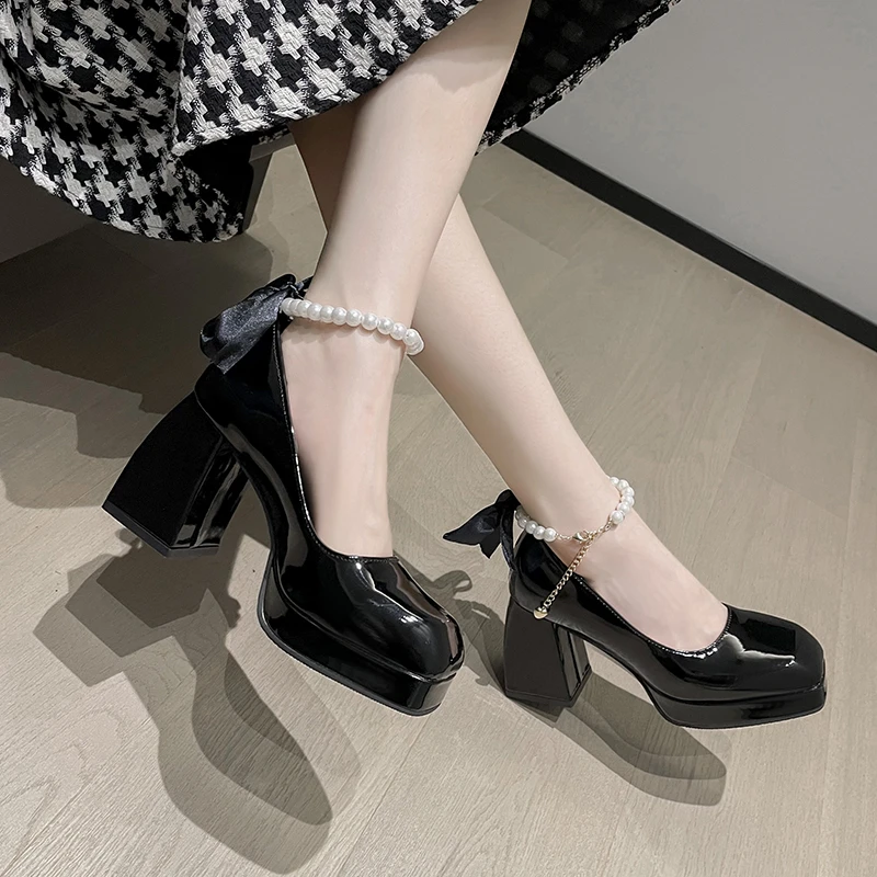 

Chunky Fashion Pumps Women Shoes High Heels Sandals Luxury Brand 2022 New Spring Summer Pu Leather Party Dress Designer Mujer