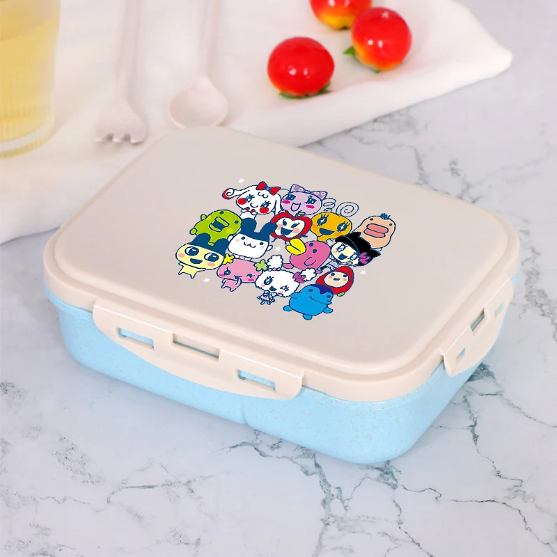 

Tamagotchi Man Woman Lunch Box Kawaii Anime Portable Bento Boxes Cartoon Hermetic Food Crisper Single Layer Capacity Lunch Case