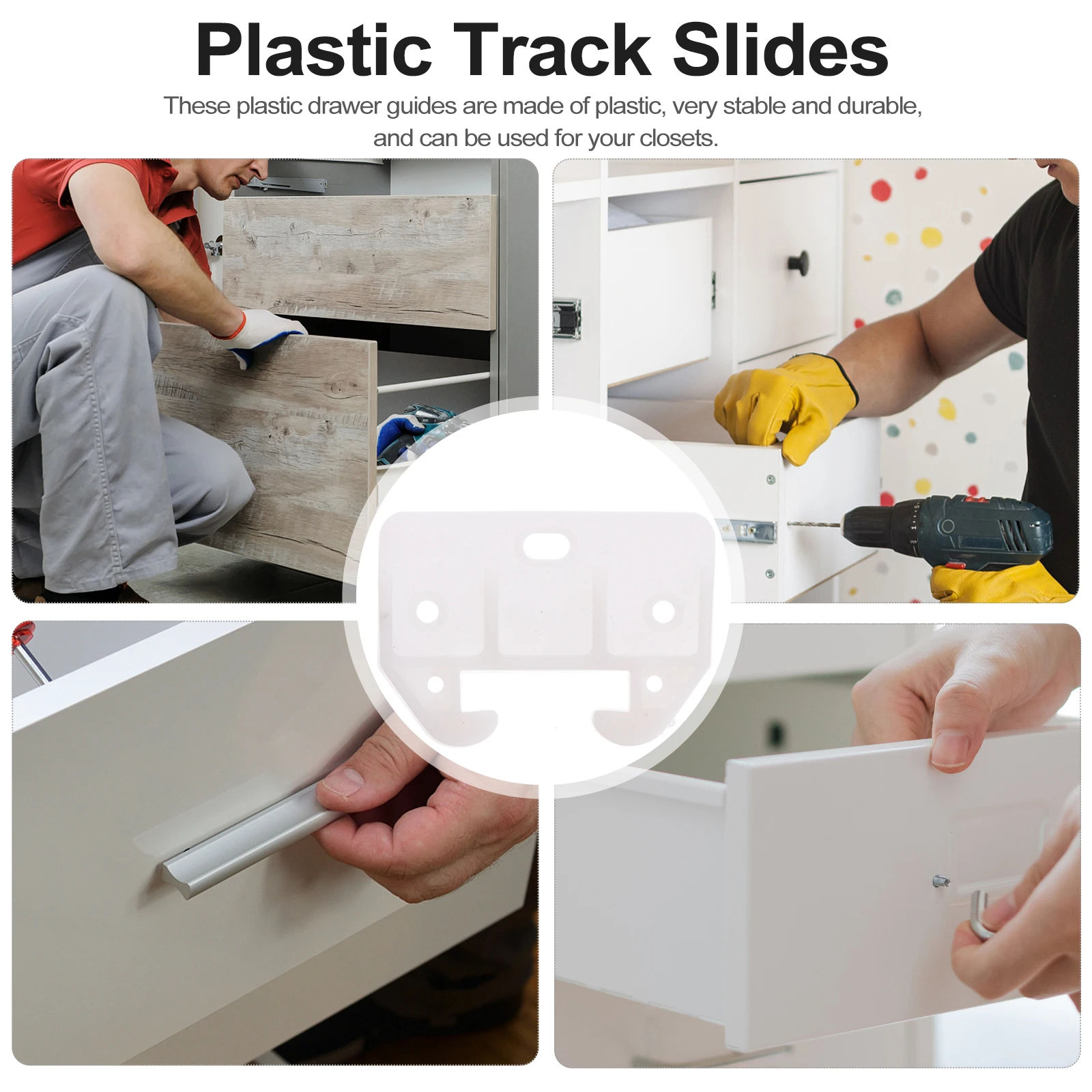 

10pcs Plastic Drawer Track Guides Durable Replacement Parts For Drawer Systems White Easy Installation Latches For Cabinets