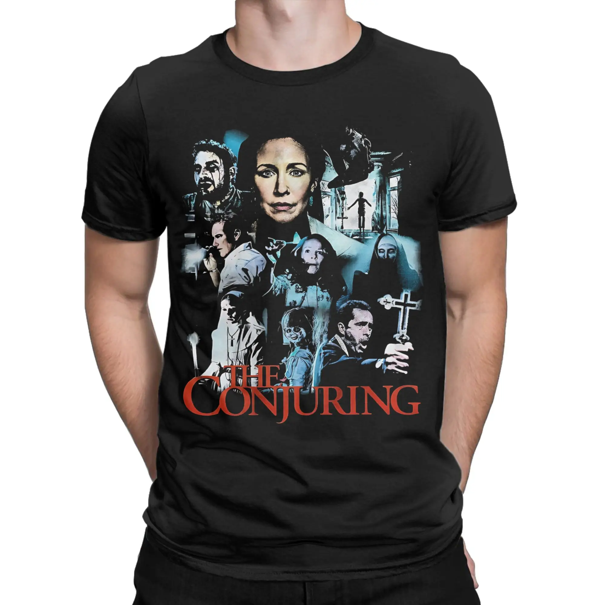 تي شيرت كاجوال The Conjuring Horror للجنسين برقبة دائرية وأكمام قصيرة، قمصان صيفية قطنية