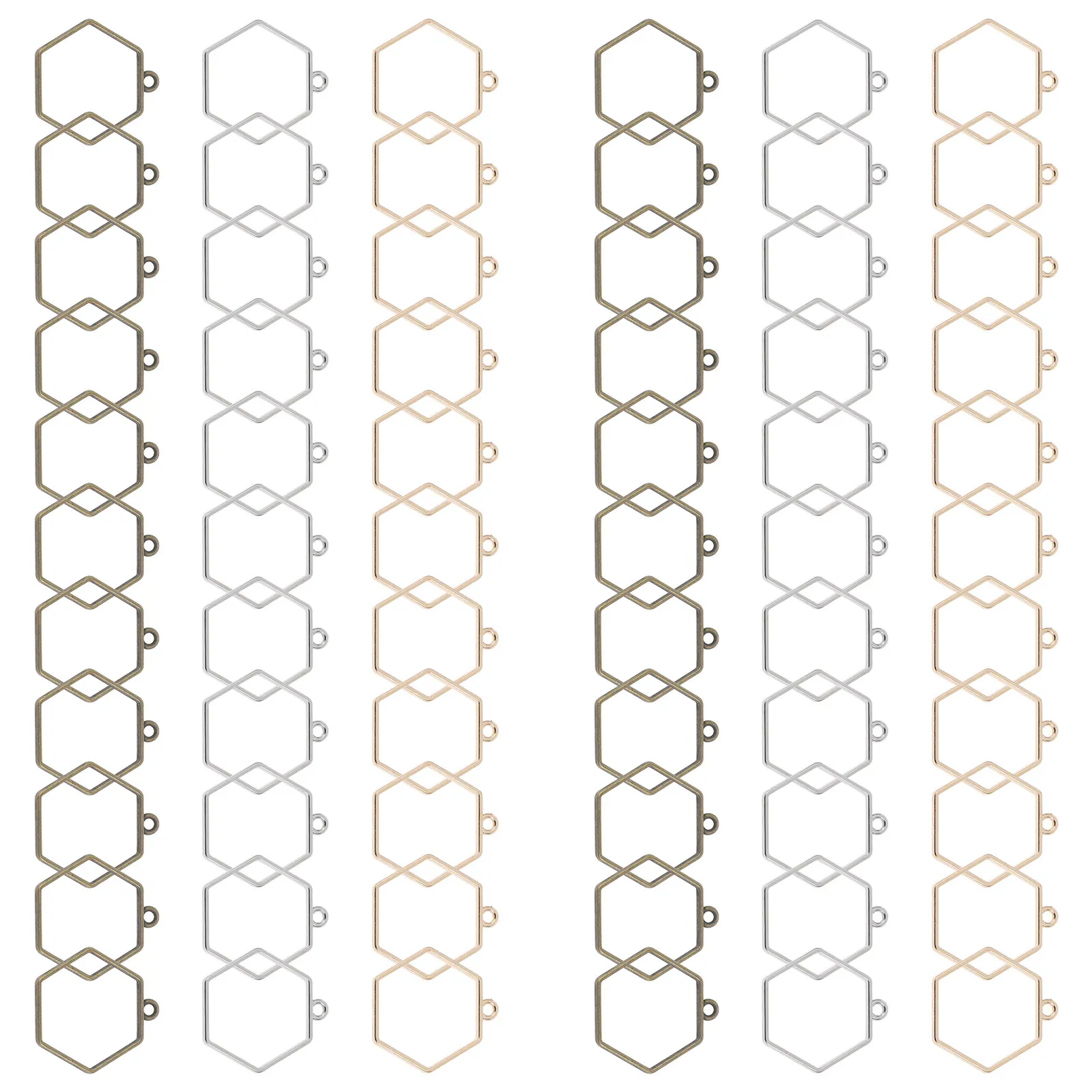 

60Pcs Smooth Lightweight Hexagonal Open Bezel Pendants Alloy Bezel Charms for DIY Jewelry Making Necklace Bracelet Pendant