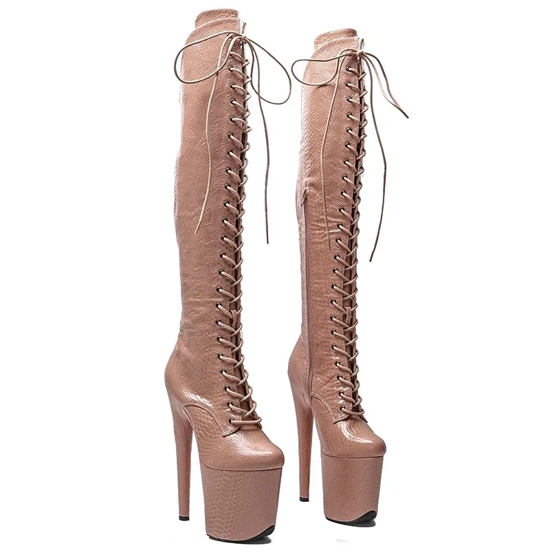 

Auman Ale New 20CM/8inches PU Upper Sexy Exotic High Heel Platform Party Women Boots Nightclubs Pole Dance Shoes 717