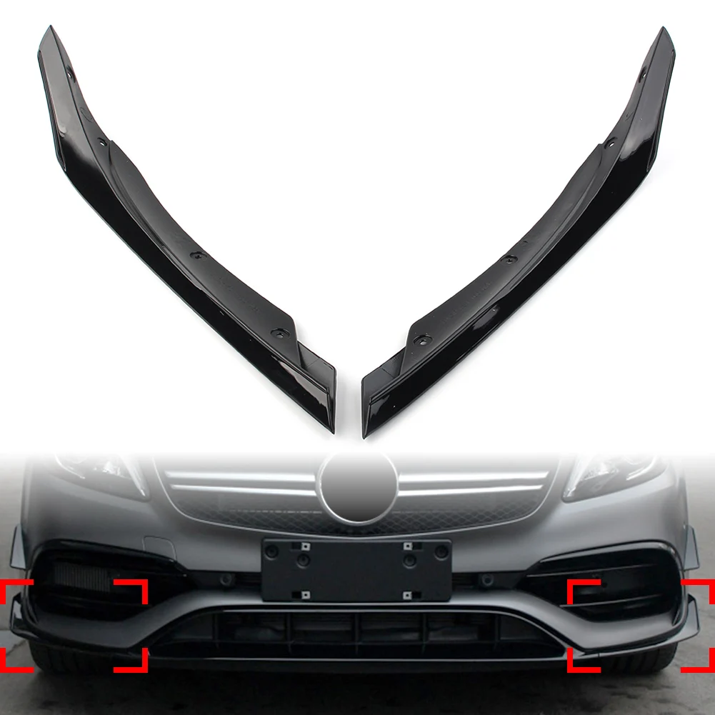 

A Class W176 Car Front Lip Spoiler Fins Splitters Trim For Mercedes Benz A45AMG A-Class A200 2016 2017 2018 Black ABS