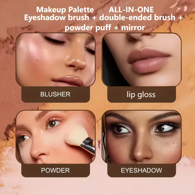 18色の漫画シェルメイクアップパレット、ブラシ付きミラー、夢のようなグリッターマットとシマー仕上げ、ホリデーパーティーに最適