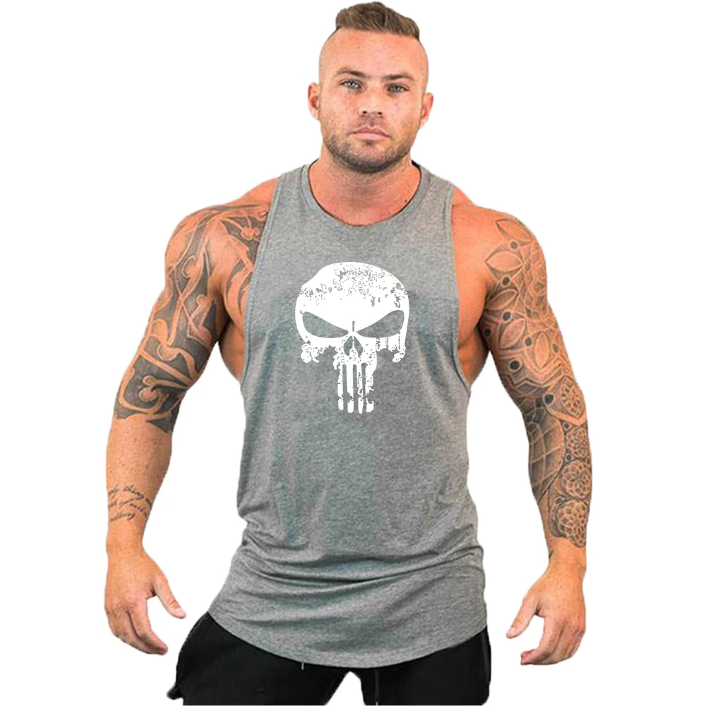 2022 Gym Workout Sleeveless Shirt Tank Top Men Animal Skull Bodybuilding Clothing Fitness Sportwear Muscle Male Fashion Tanktop