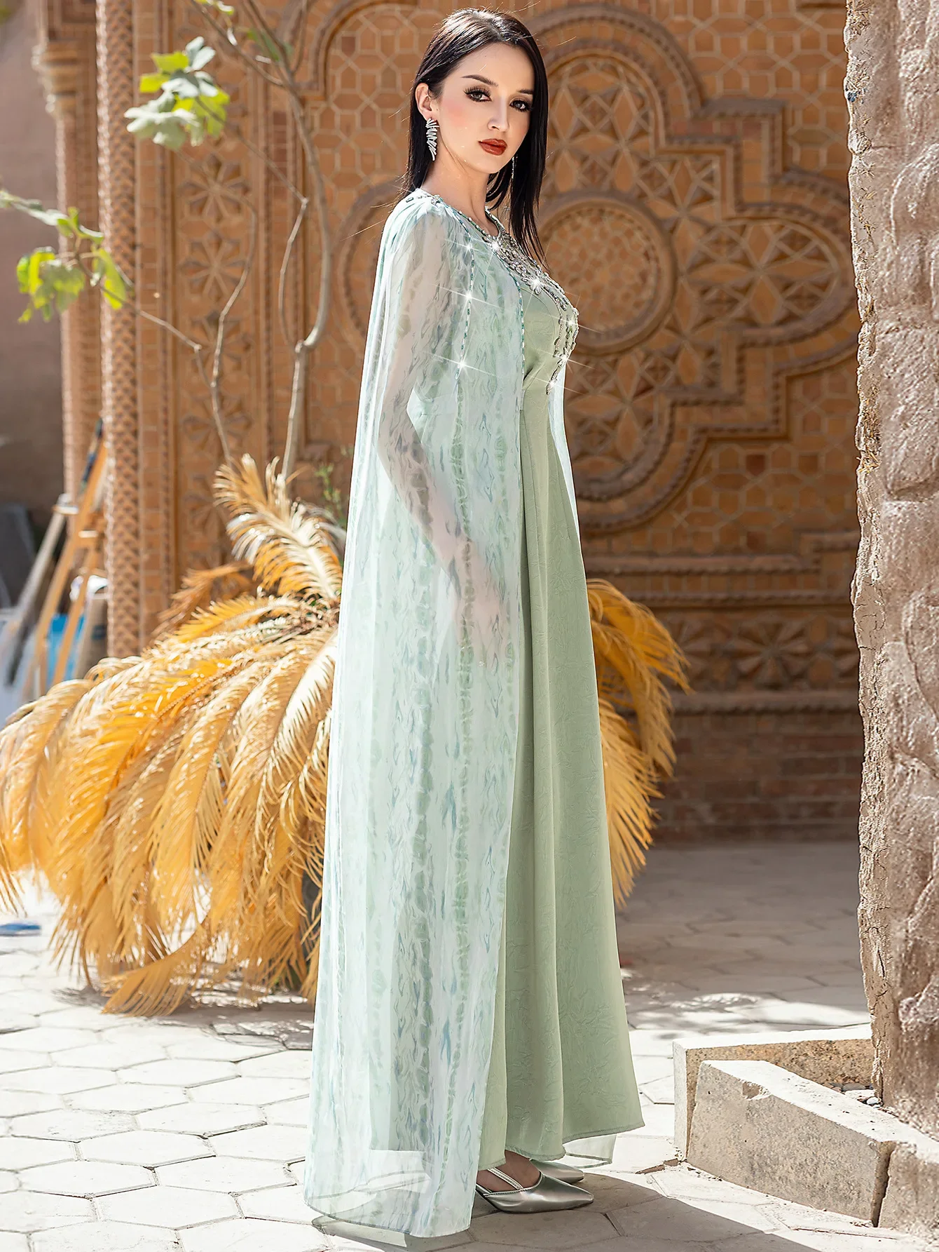 Diamanti di lusso Abaya Dubai Donna Abito da sera musulmano Mantello Jalabiya Marocco Caftano Turchia Caftano Femme Abito Abito Abiti 2025