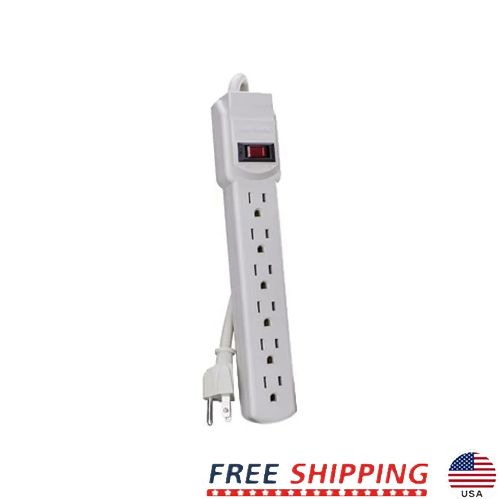 

6-Outlet Power Strip with 3ft Cord 125V Voltage Surge Protector Multi-Outlet Extension Home Office Use