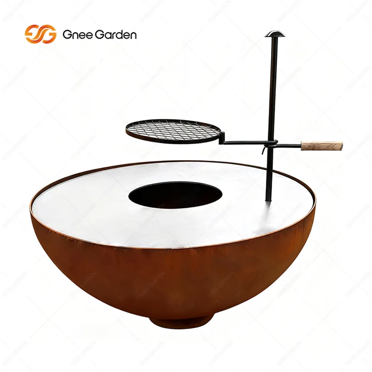 New Design Modern Rust Korean Style Powder Coated Corten Steel BBQ Grill Fire Pit