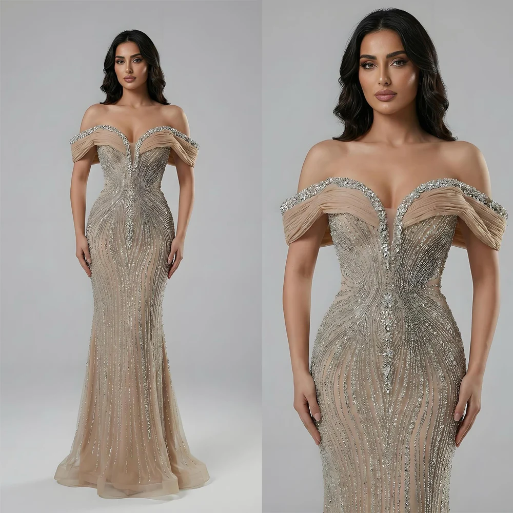 

Изящные свадебные платья Русалка с открытыми плечами и стразами, кристаллами, открытой спиной, без рукавов, свадебные платья, платья de novia по индивидуальному заказу