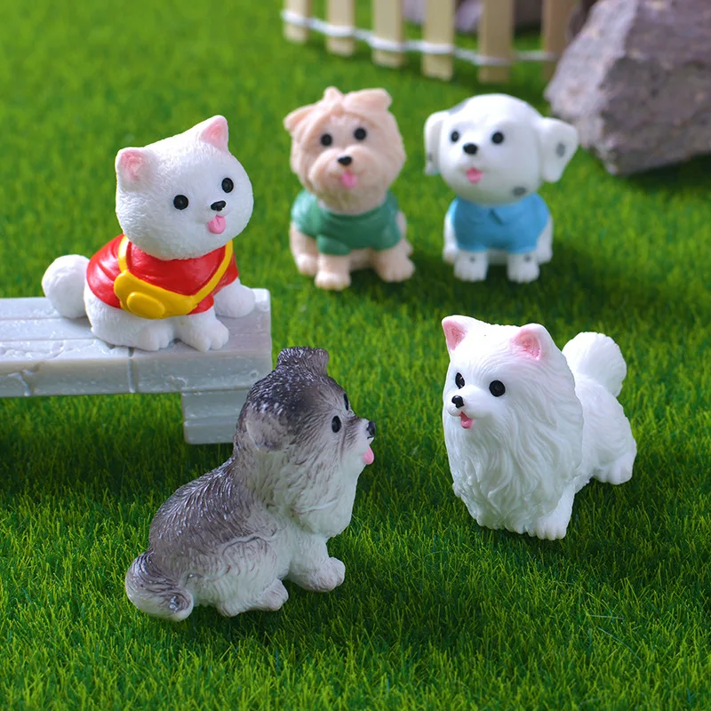 12pcs Figurines Miniatures Cute Simulation Dog Pomeranian Micro Landscape Ornaments for Home Decoration Decor Desk Accessories