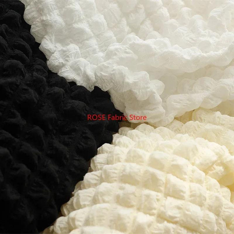Grid shape embossed bubble elastic jacquard fabric square three-dimensional embossed cloth for Bridal Dress, Blouse, Skirt