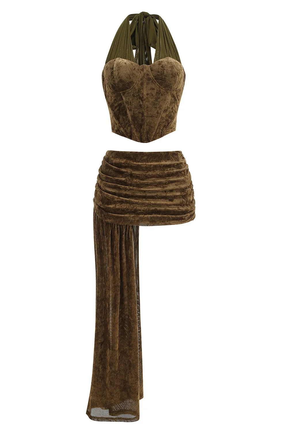 

Костюм Micosoni 2026: Новинка Весна-Лето, Модный комплект с топом на бретелях с бантом, боковой молнией и облегающей короткой юбкой, размеры XS-L