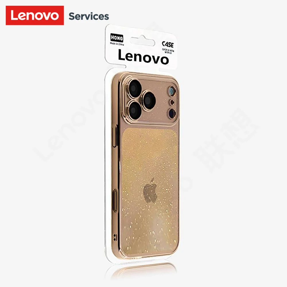 Lenovo – coque de téléphone en Silicone souple, Ultra fine, à paillettes claires, pour iPhone 17 Air 16 15 14 Pro Max, transparente, brillante, couleur unie