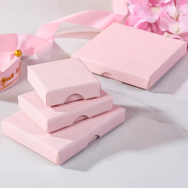 

24pc New Arrive Thin Kraft Paper Jewelry Packaging Box Greeting Card Necklace Bracelet Gift Package Case Pink Boxes Dropshipping