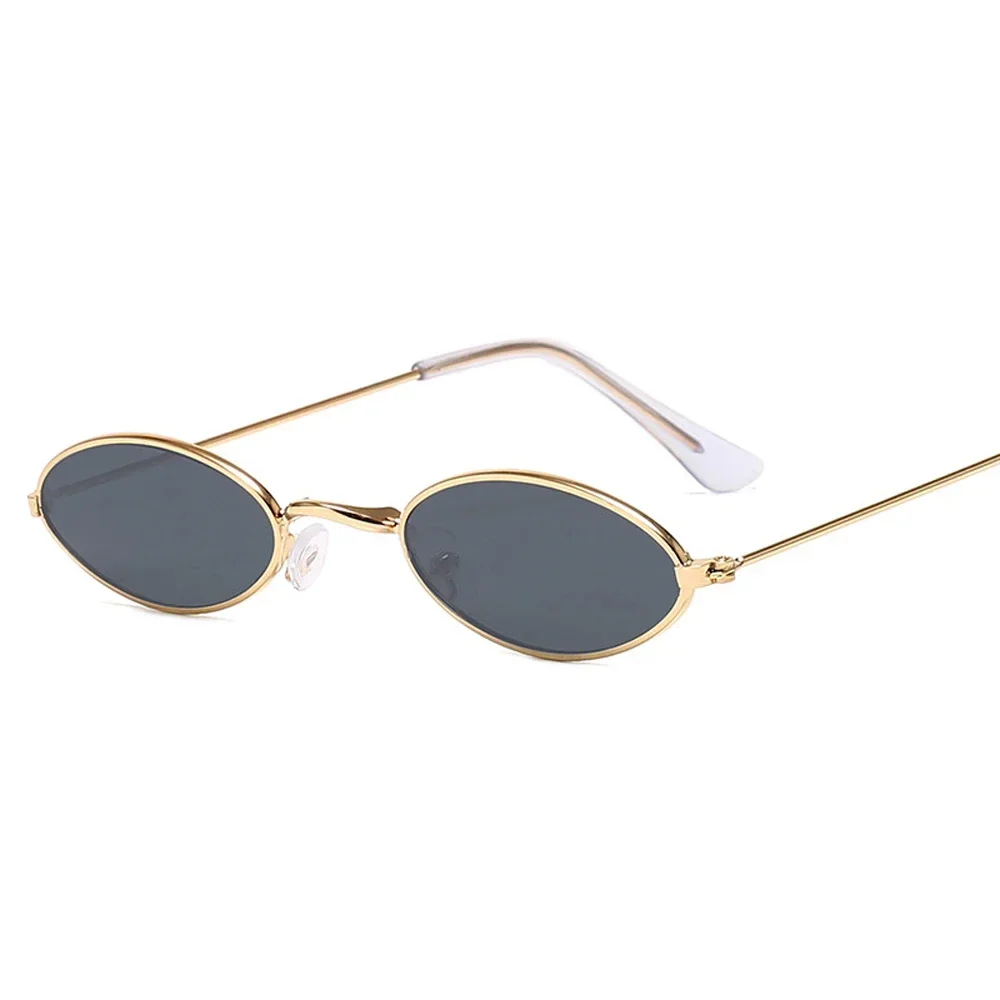 Retro Small Oval Sunglasses Women Vintage Brand Shades Black Red Metal Color Sun Glasses For Female Fashion Designer Lunette