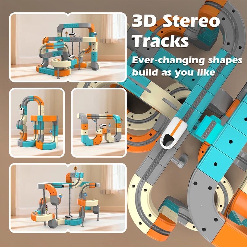 Electric Magnetic Magical Track Anti Gravity Car USB Rechargeable 3D Building Track Cube Track STEM Educational Toy Model Gift