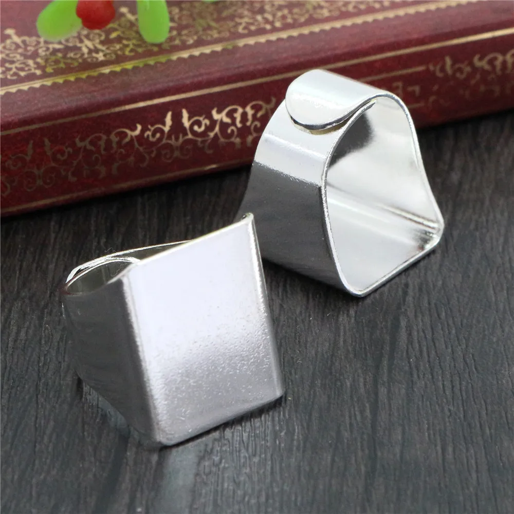 20 مللي متر 5 قطعة الكلاسيكية 6 ألوان مطلي النحاس مربع تعديل إعدادات حلقة فارغة/قاعدة ، صالح 20 مللي متر الزجاج كبوشن ، أزرار ؛ حلقة الحواف #6