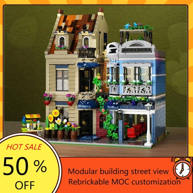 2506 pièces Boutique de fleurs Modulaire MOC Puzzle personnalisé Modèle d'architecture de rue créative Jouet éducatif à assembler Cadeau