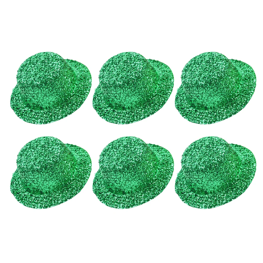 

6 Pcs Irish Cuckold Mini Tops Hat Craft Ireland Leprechaun DIY Hats Colored Silk Wool St Paddy's Day Dolls Party Green