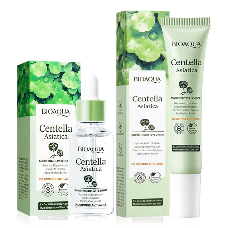 BIOAQUA Centella Asiatica juegos de cuidado de la piel suero facial hidratante antiarrugas ojeras crema de ojos tamaño de viaje cuidado de la piel