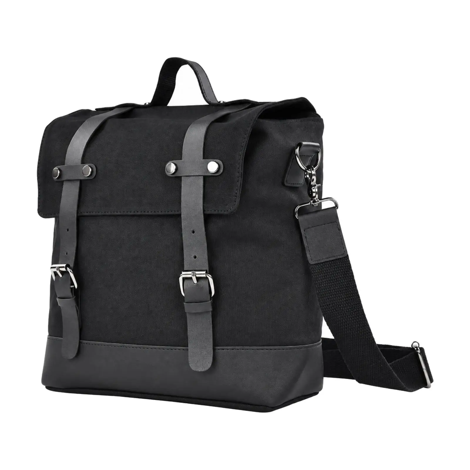 Waterproof Waxed Canvas Motorcycle Side Pannier Bag Leather Handle for Daily Carry Use