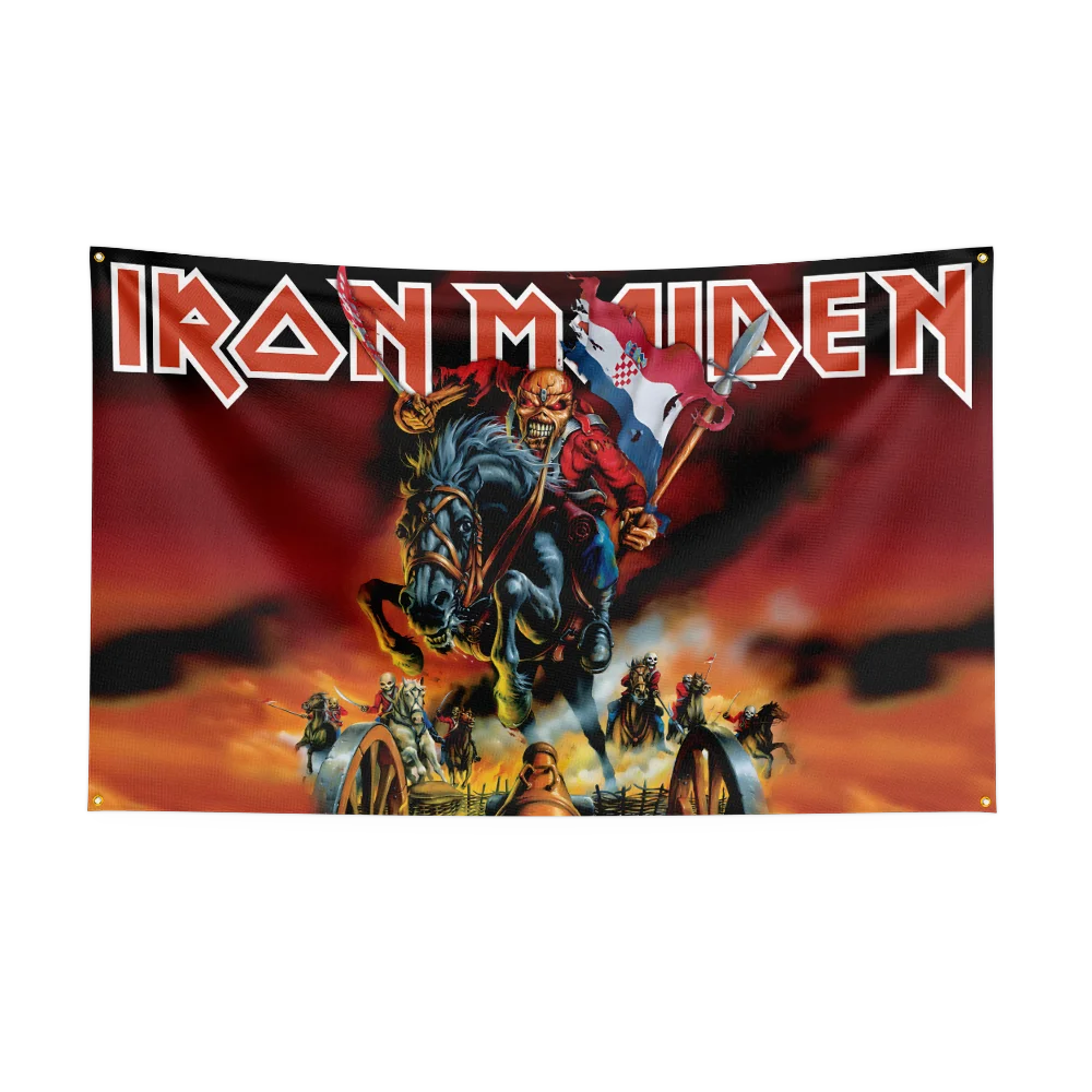 3x5 Ft I-Iron Mai-den Band Concert Flag Polyester Printed Cars Flags Banner Tapestry for Room Garage Decor Concert Flag Fan Gift - Detail 1