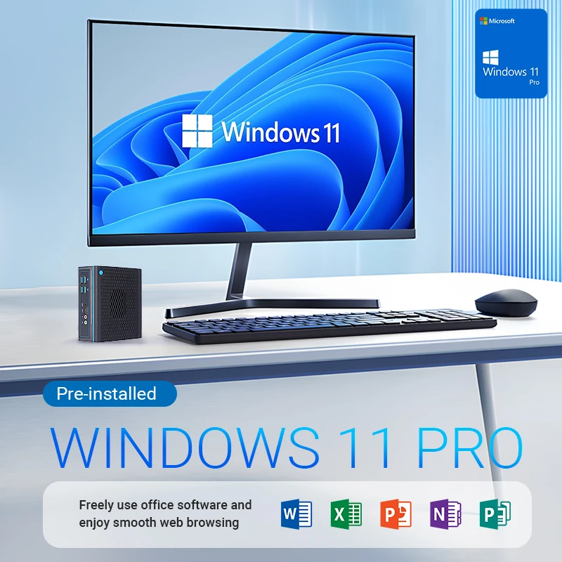 VNOPN AMD PRO A6-8500B мини-ПК Компьютерный игровой NUC Тройной дисплей WIFI5 Двойной HDMI + VGA Windows 11 pro Офисный настольный компьютер