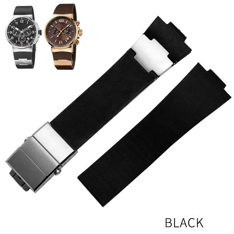 

Silicone Watch Strap for Athens Observation Navigation 1183 Men's Women's Waterproof For Ulysse Nardin Rubber Watch Band 25mm