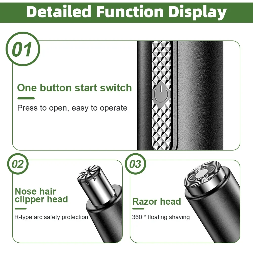 Two In One Nose Hair Trimmer Painless Mini Nose Hair for Men and Women Rechargeable Electric Shaver for Shaving Nose Hair