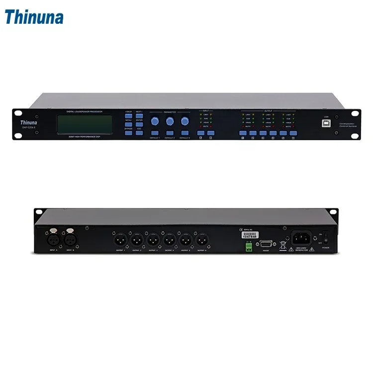 Thinuna DAP-0206 II Professional Processor with 17 Parameter Equalization 2X6 Input Output Digital Mixer Audio Processor