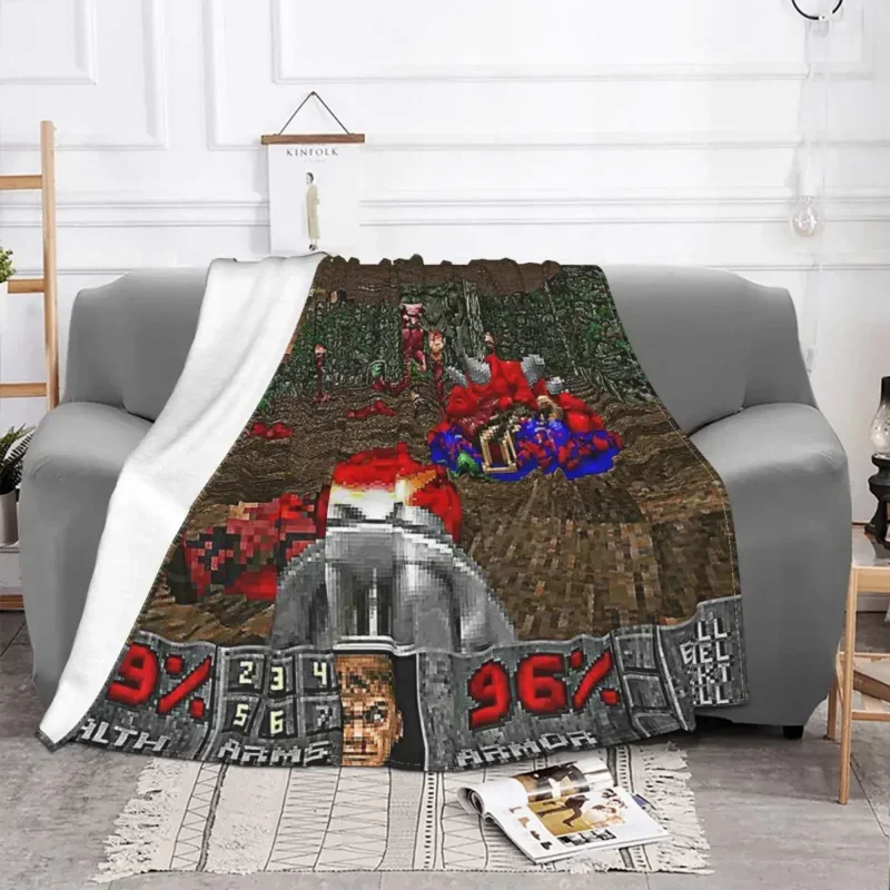 Game Blanket Flannel DOOM Cozy Soft FLeece Bedspread