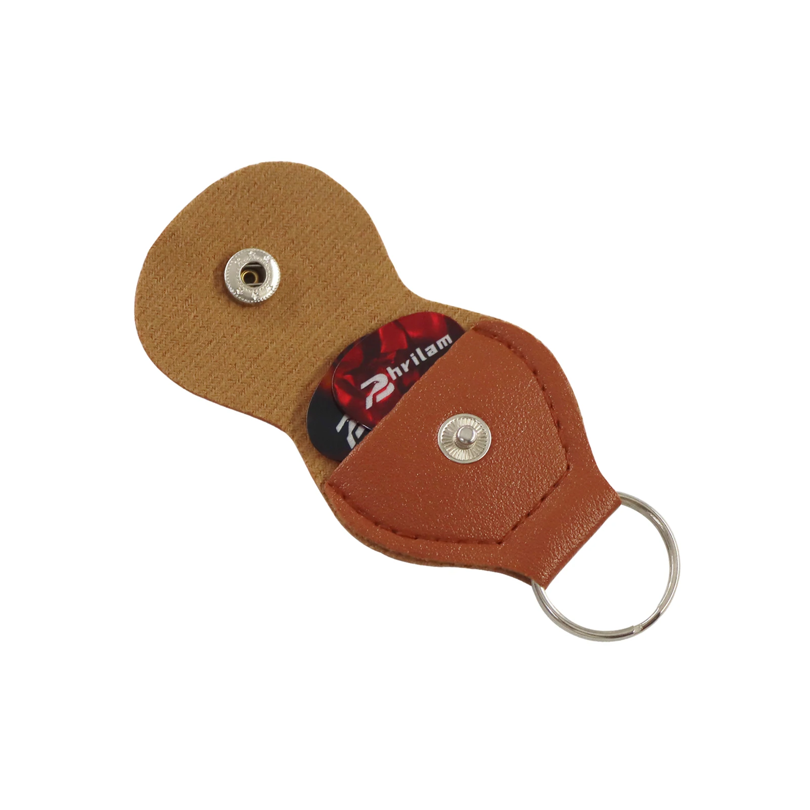 PHRILAM Leather Guitar Pick Holder Keychain Case Bag Plectrum Key Fob for Guitar Players Gift with 2 Random Color 0.46Picks view 2