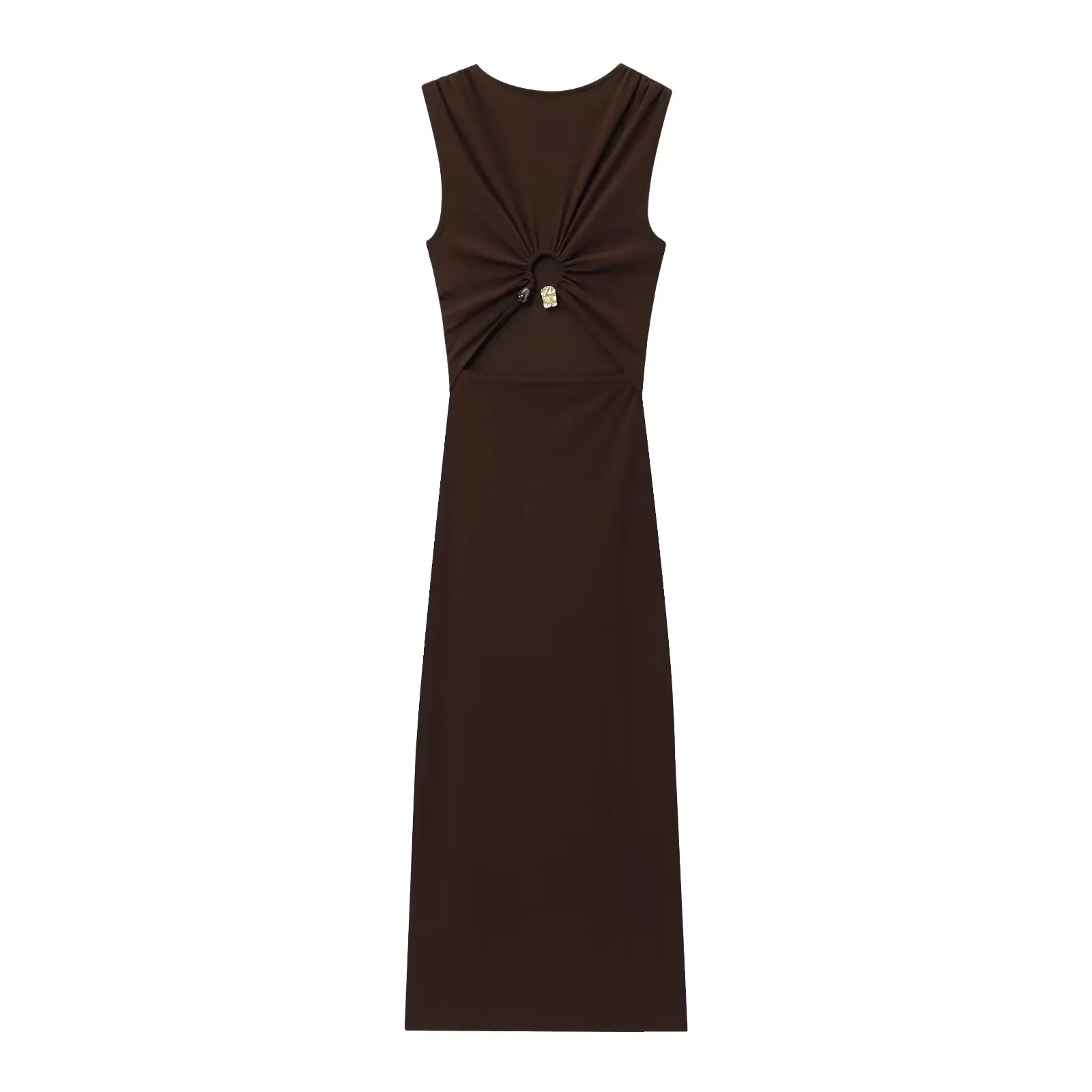 فستان نسائي جديد غير رسمي على الموضة لعام 2025 برقبة دائرية بدون أكمام، تنورة أنيقة ومتعددة الاستخدامات بفتحة خلفية #2