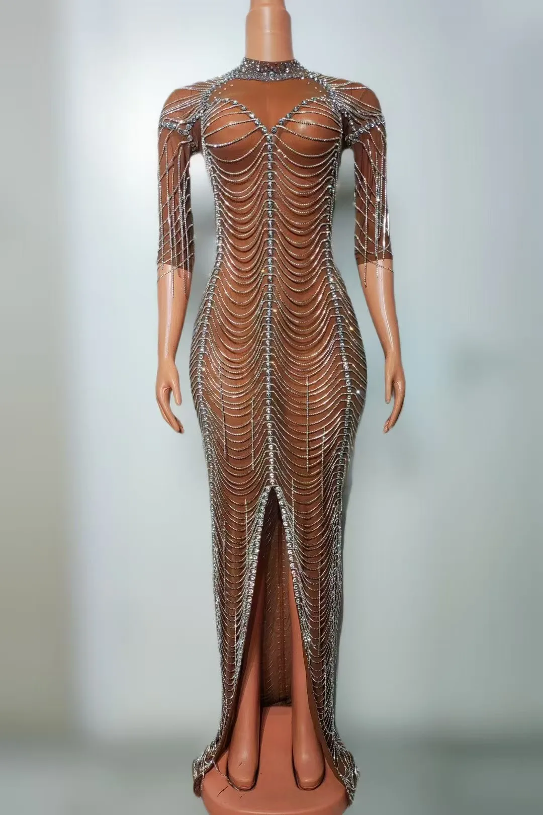 Niahtclub Di Bar Piosenkarka SexyPerspective Mesh Dance Team Sukienka wieczorowa WomenJazz A881