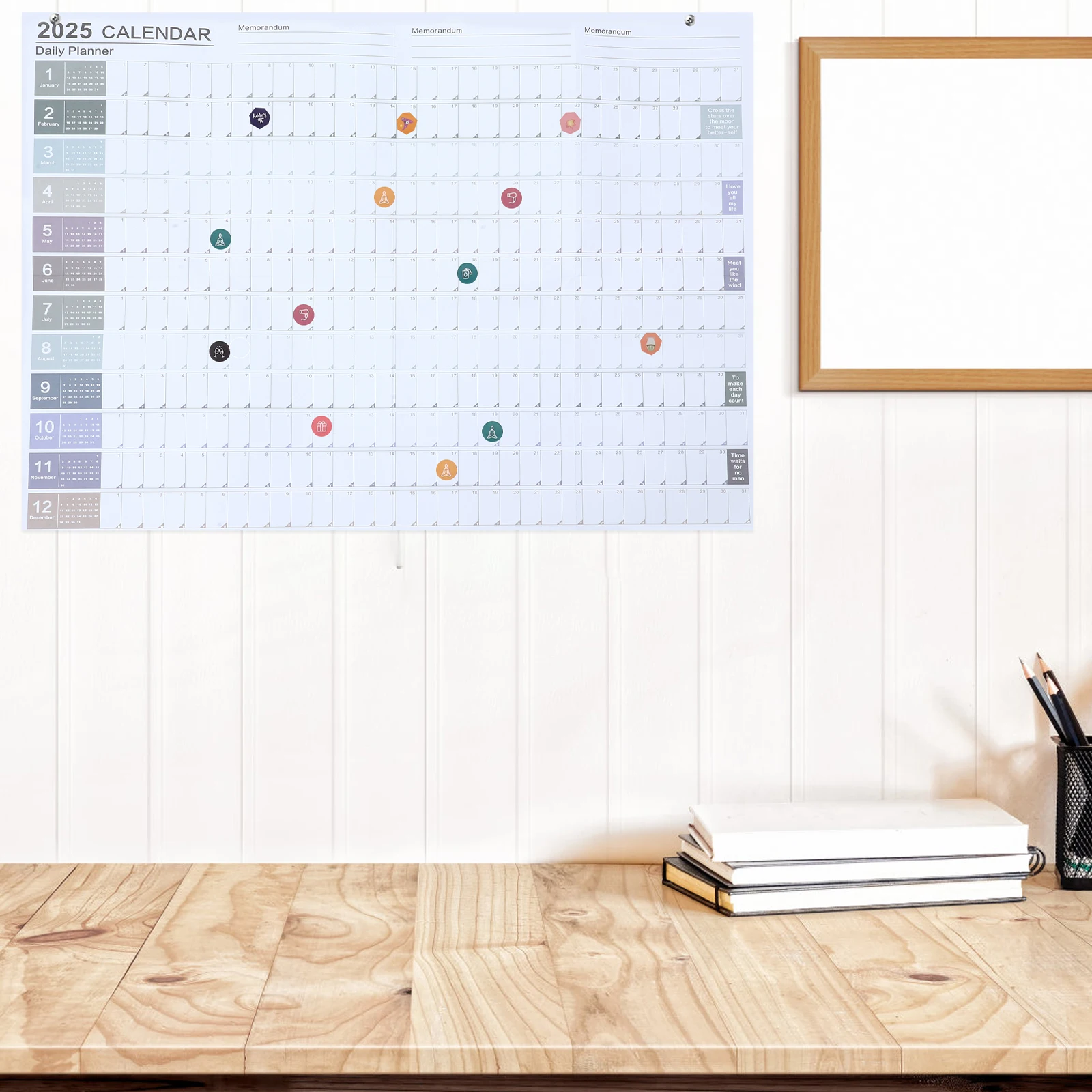 

Creative Wall Calendar 2025 English Hanging Planner Decorative Schedule Home Office School Chic Design Clear Printing Color