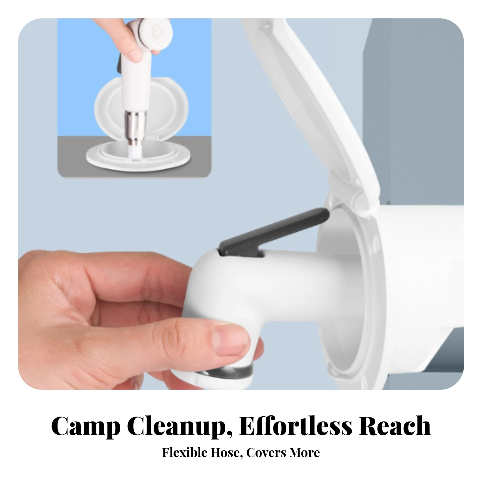 Trigger Shower Head with Cover Compact Handheld Shower Head with Hose Flexible Adjustable for Campers, Camping, Patio