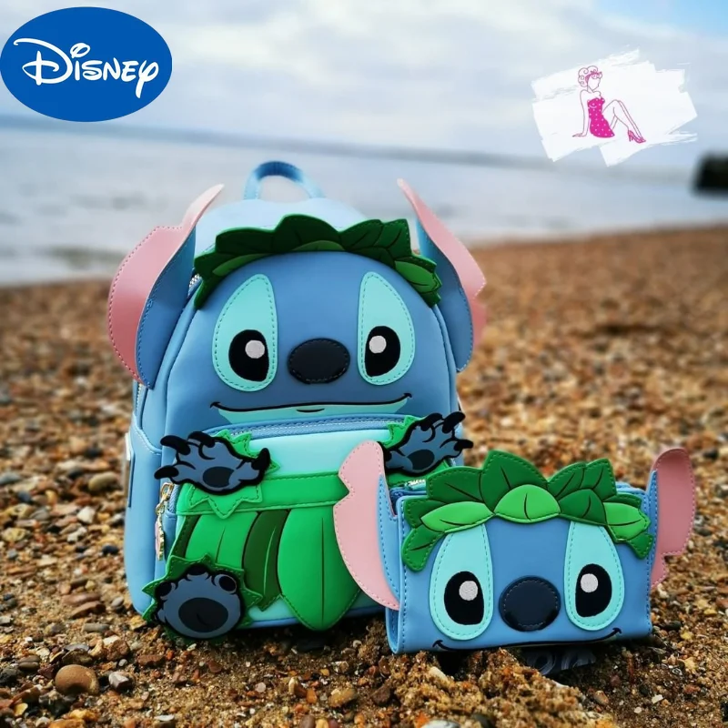 MINISO Disney-cartera de Lilo y Stitch alrededor de Stitch para hombre y mujer, mochila escolar, bolsa de ocio