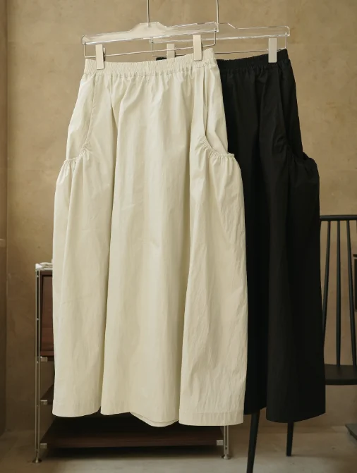 Spring and Autumn Women's Casual Solid Color High Waist Loose Half Skirt